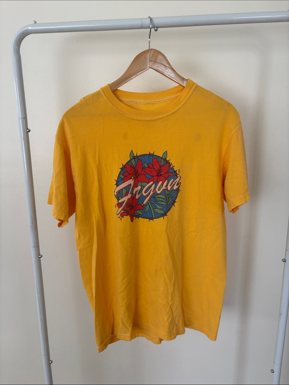 FRGVN Bright Yellow Floral Graphic Crew Tee